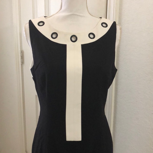 Nine West Stretch-Crepe Contrast Sheath Dress - Picture 3 of 5